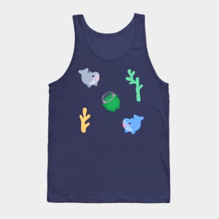 Kawaii Frog And Sharks Tank Top